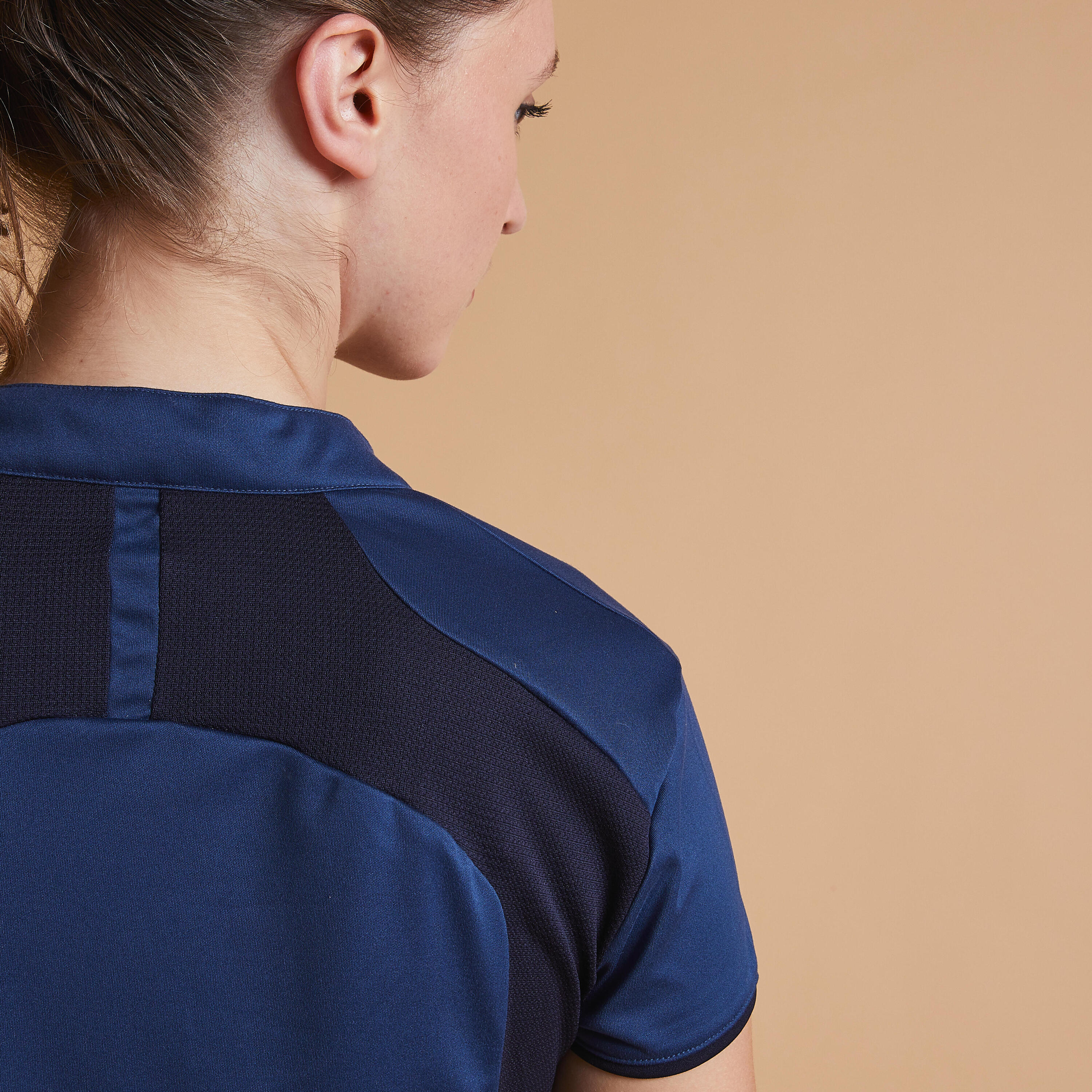 Women's Horse Riding Short-Sleeved Mesh Polo Shirt 500 - Slate Blue 4/5