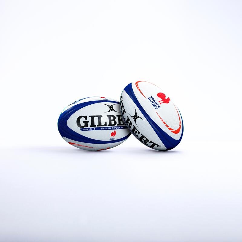 Balón de rugby talla 5 - Gilbert Réplica Francia blanco azul rojo