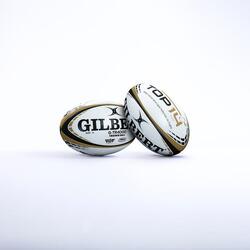 Ballon de rugby taille 5 - Gilbert Top 14 blanc doré