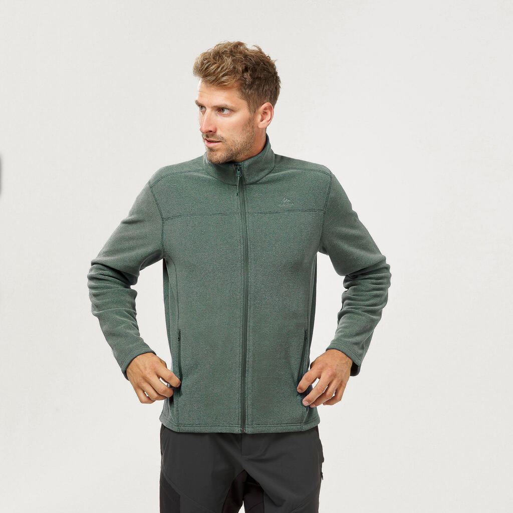 Men’s Mountain Hiking Fleece MH100 Full Zip - Green
