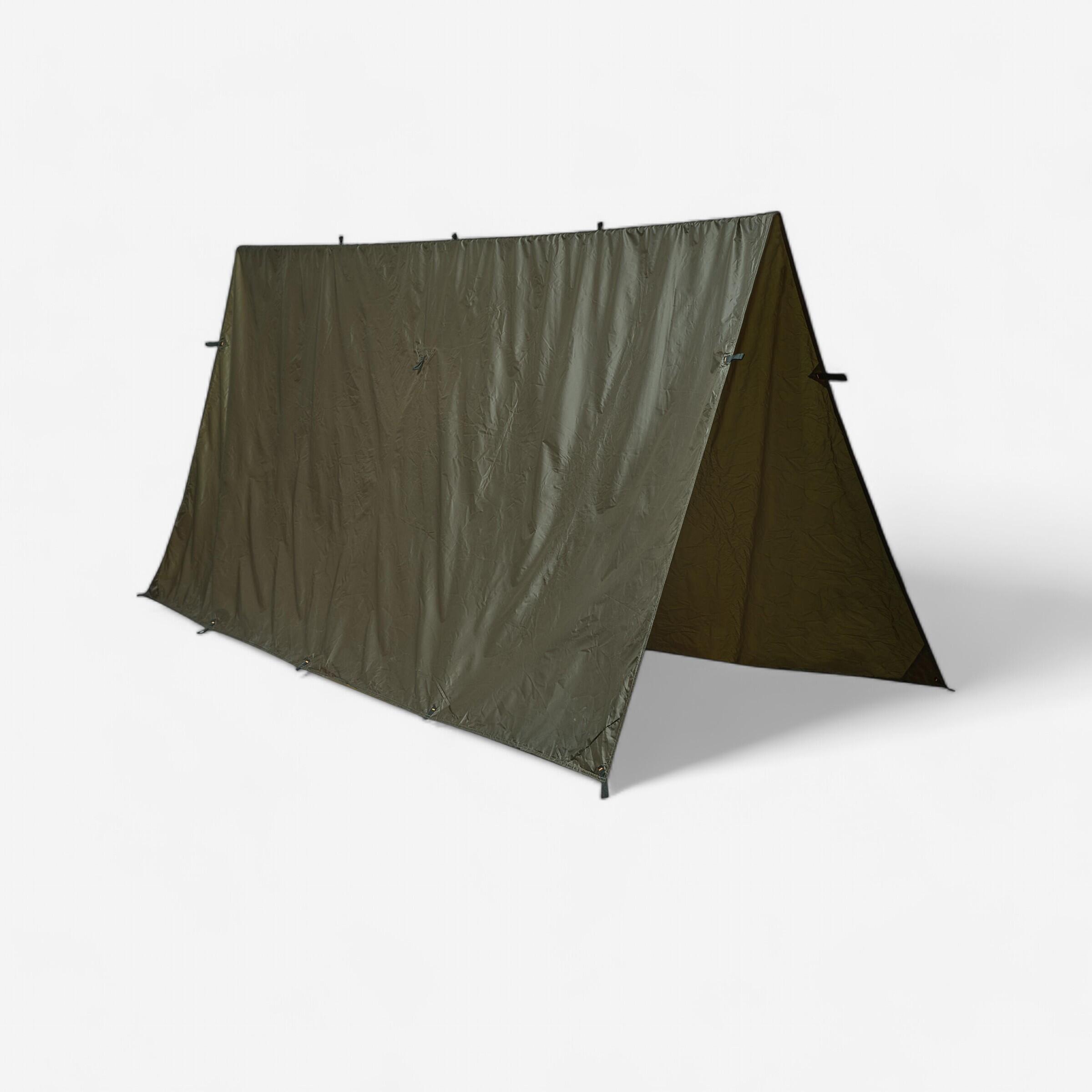 SOLOGNAC Nepremokavá bivakovacia celta Bushcraft ľahká a skladná 2,95 x 2,8 kaki