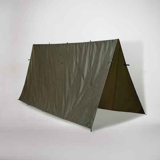 
      Plane Bushcraft Camping kompakt leicht 2,95 × 2,8 m wasserdicht khaki 
  