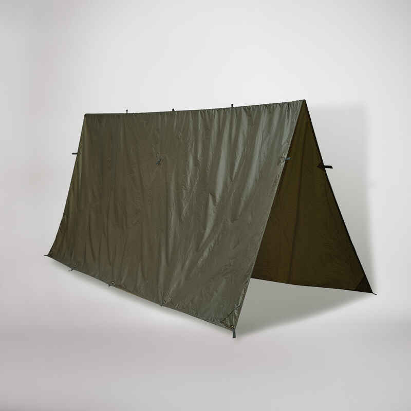 Plane Bushcraft Camping kompakt leicht 2,95 × 2,8 m wasserdicht khaki  Medien 1