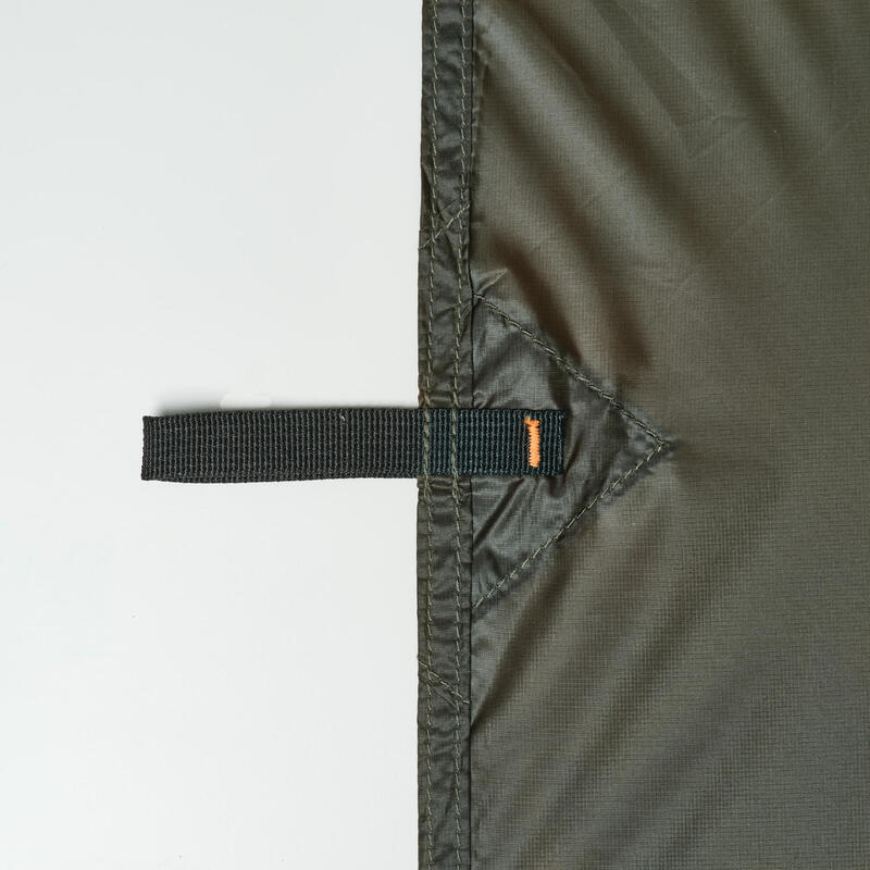 Compacte en lichte tarp voor bushcraften/wildkamperen waterdicht kaki 2,95 x 2,80 m