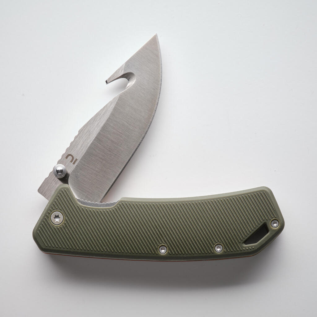 Folding hunting knife 8cm Gut hook Green Axis 80