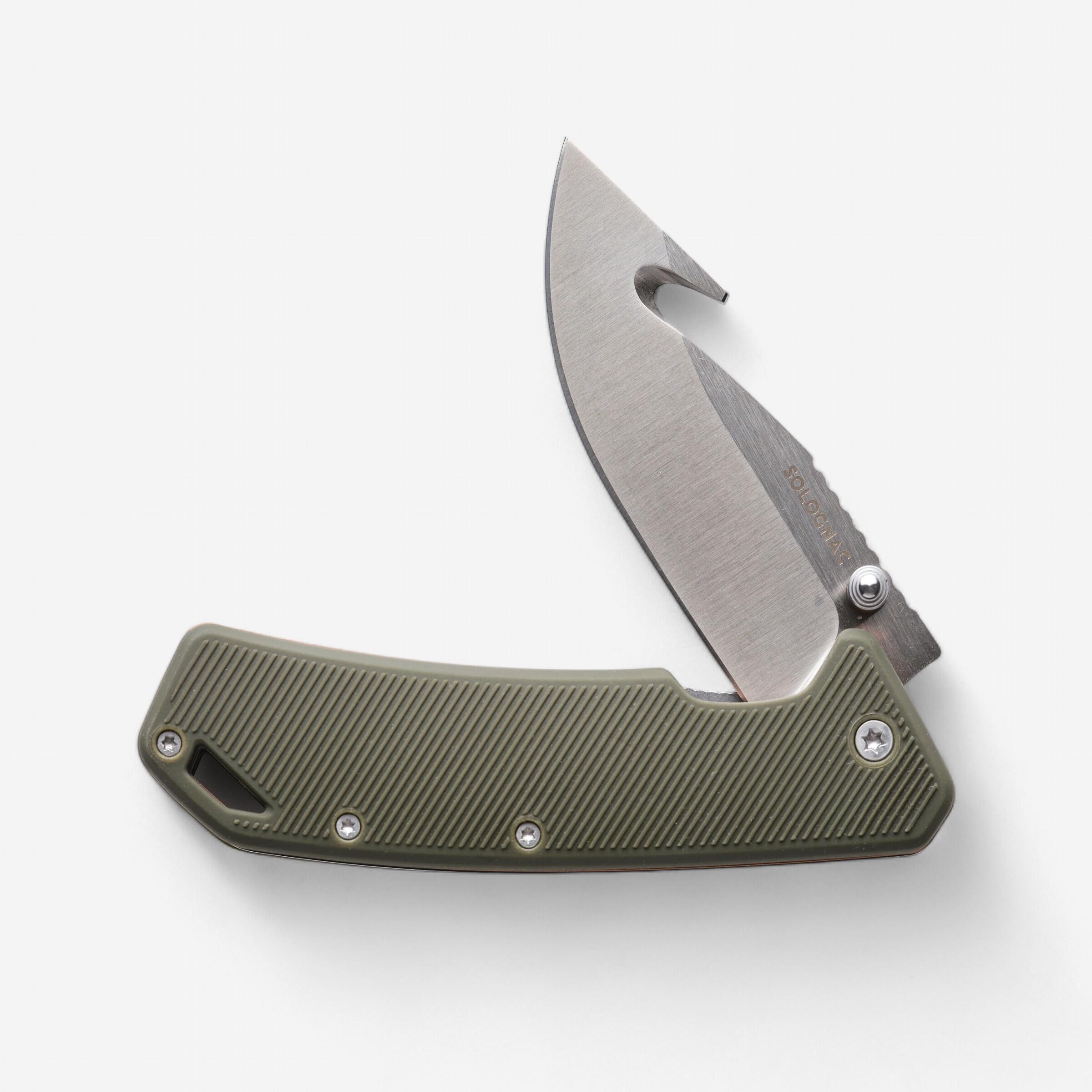 Couteau chasse pliant 8 cm Gut hook Vert Axis 80 1/10