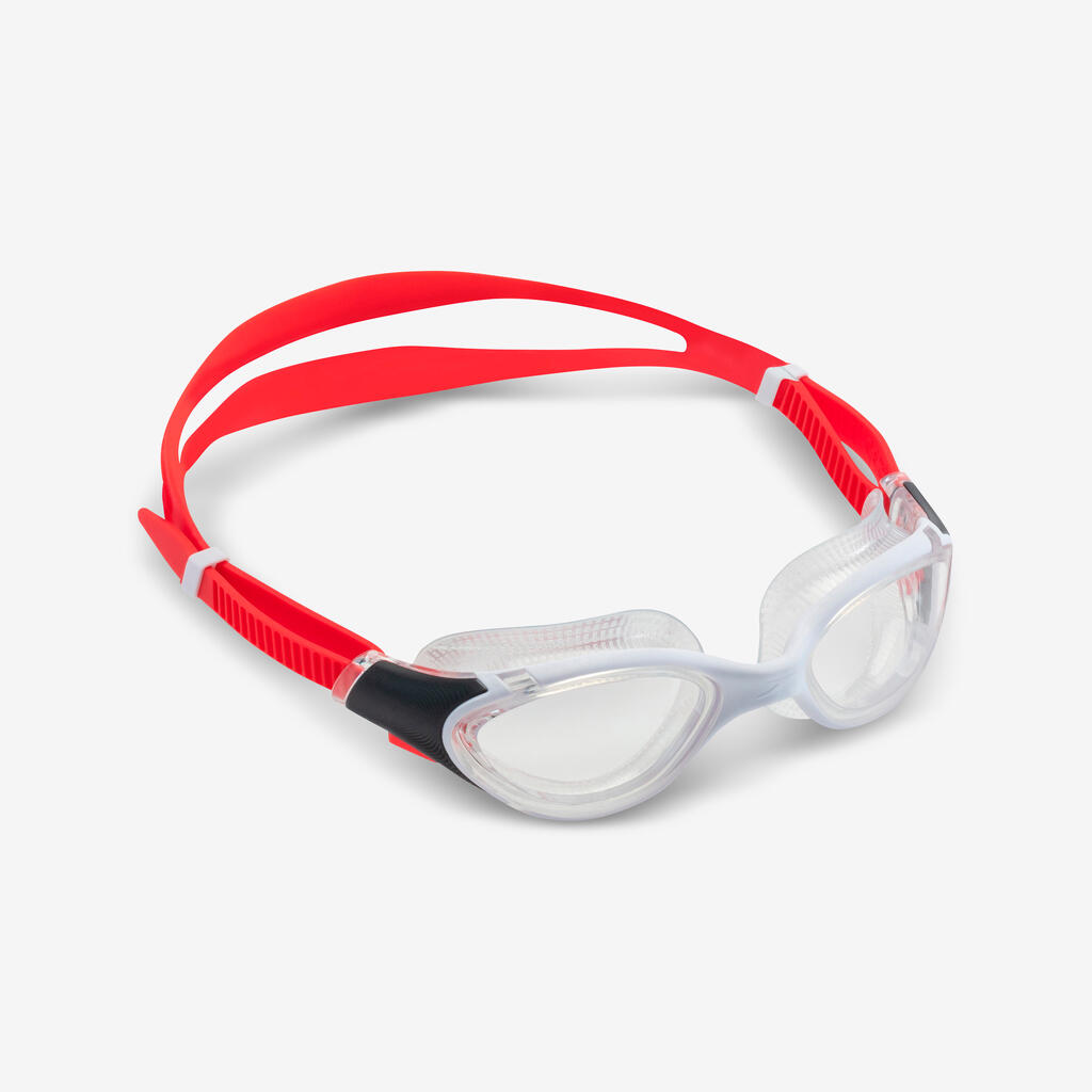 Peldbrilles “Biofuse 2.0” ar caurspīdīgām lēcām, baltas, sarkanas