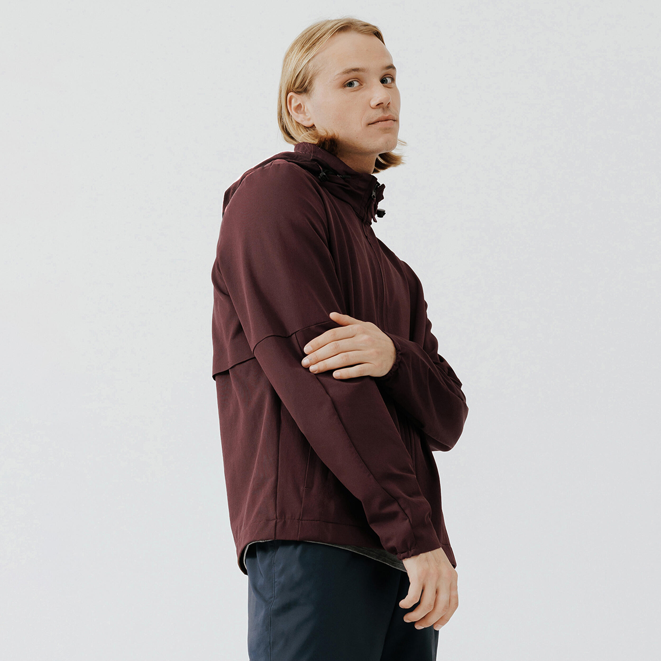 veste running coupe vent homme - wind 500 marron - kiprun