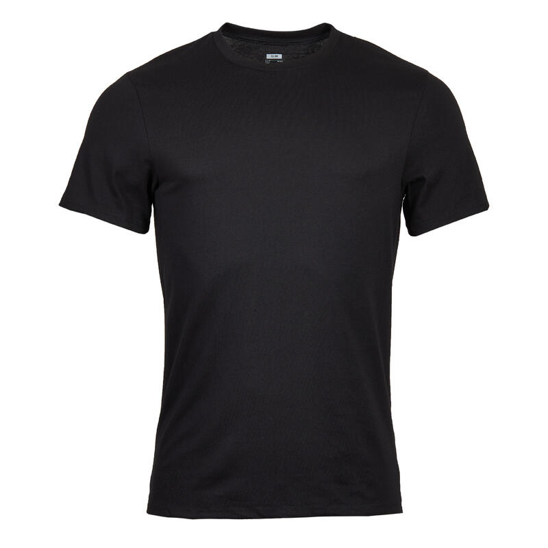 Fitness T-shirt voor heren slim fit 500 zwart