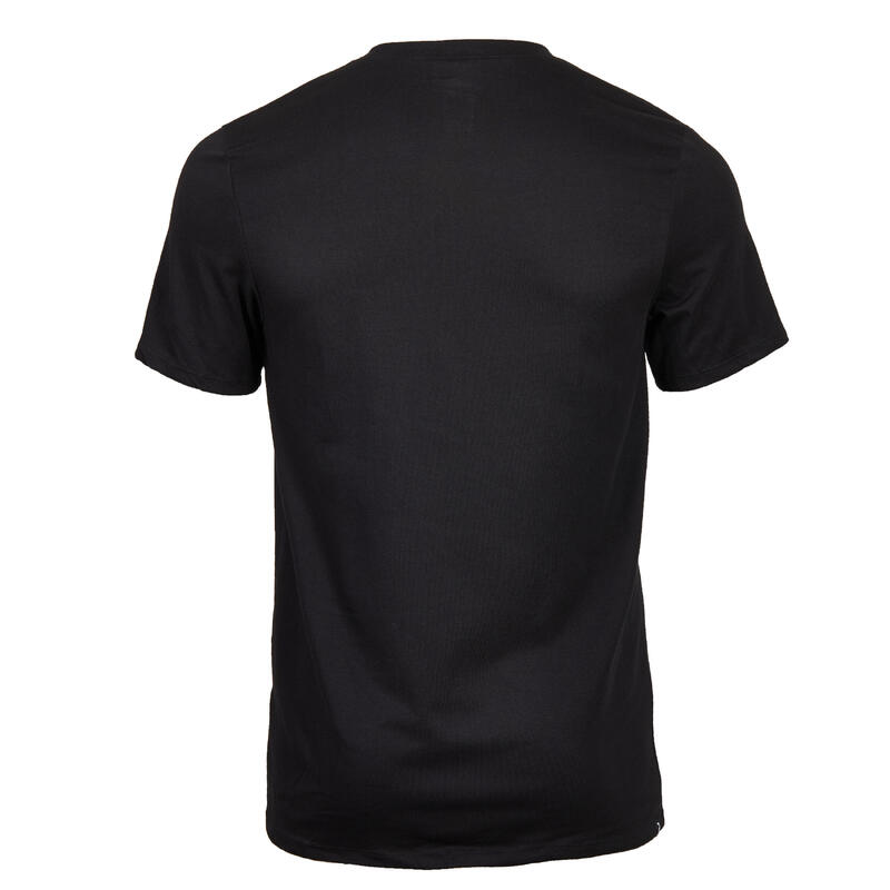 Camiseta fitness manga corta algodón extensible slim Hombre negro