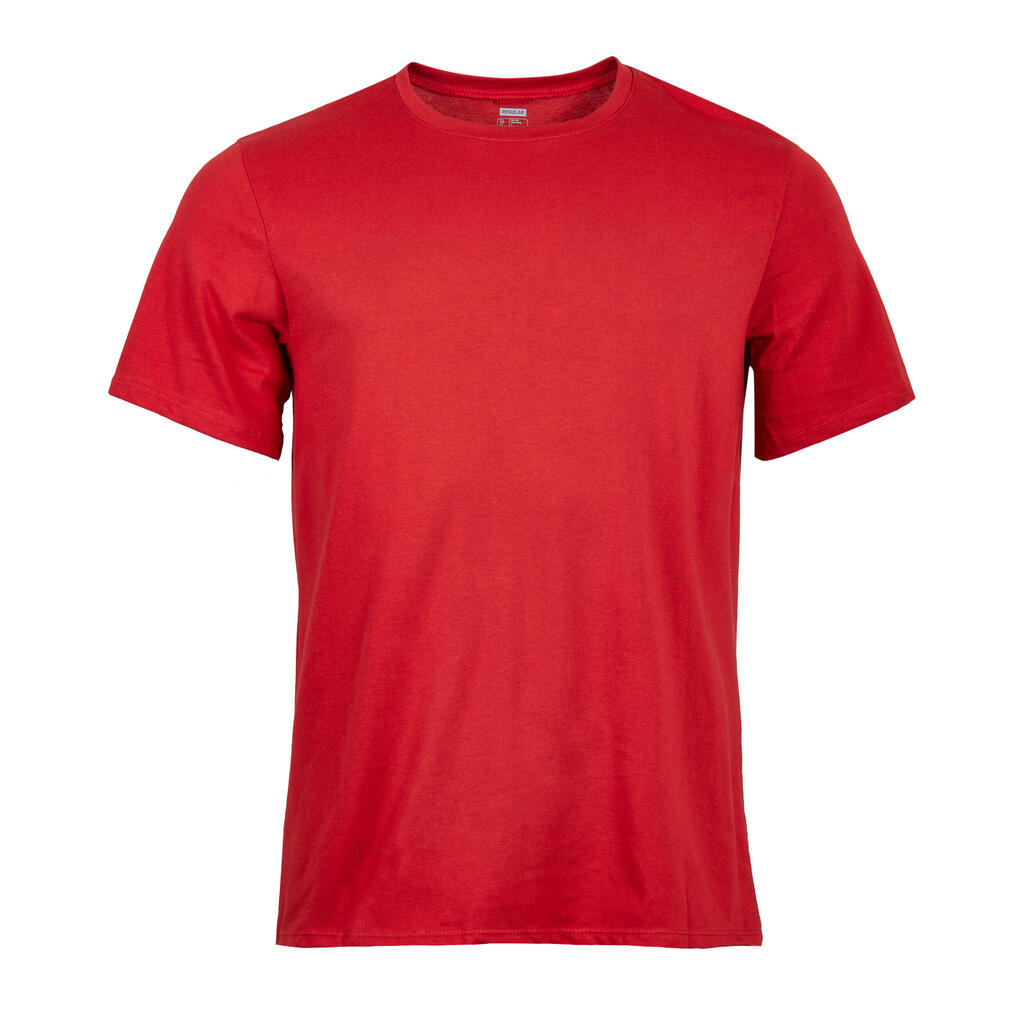 T-shirt fitness manches courtes droit col rond coton homme - 500 noisette