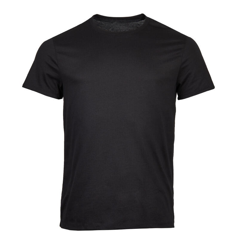 Tricou fitness bumbac 100 negru bărbați