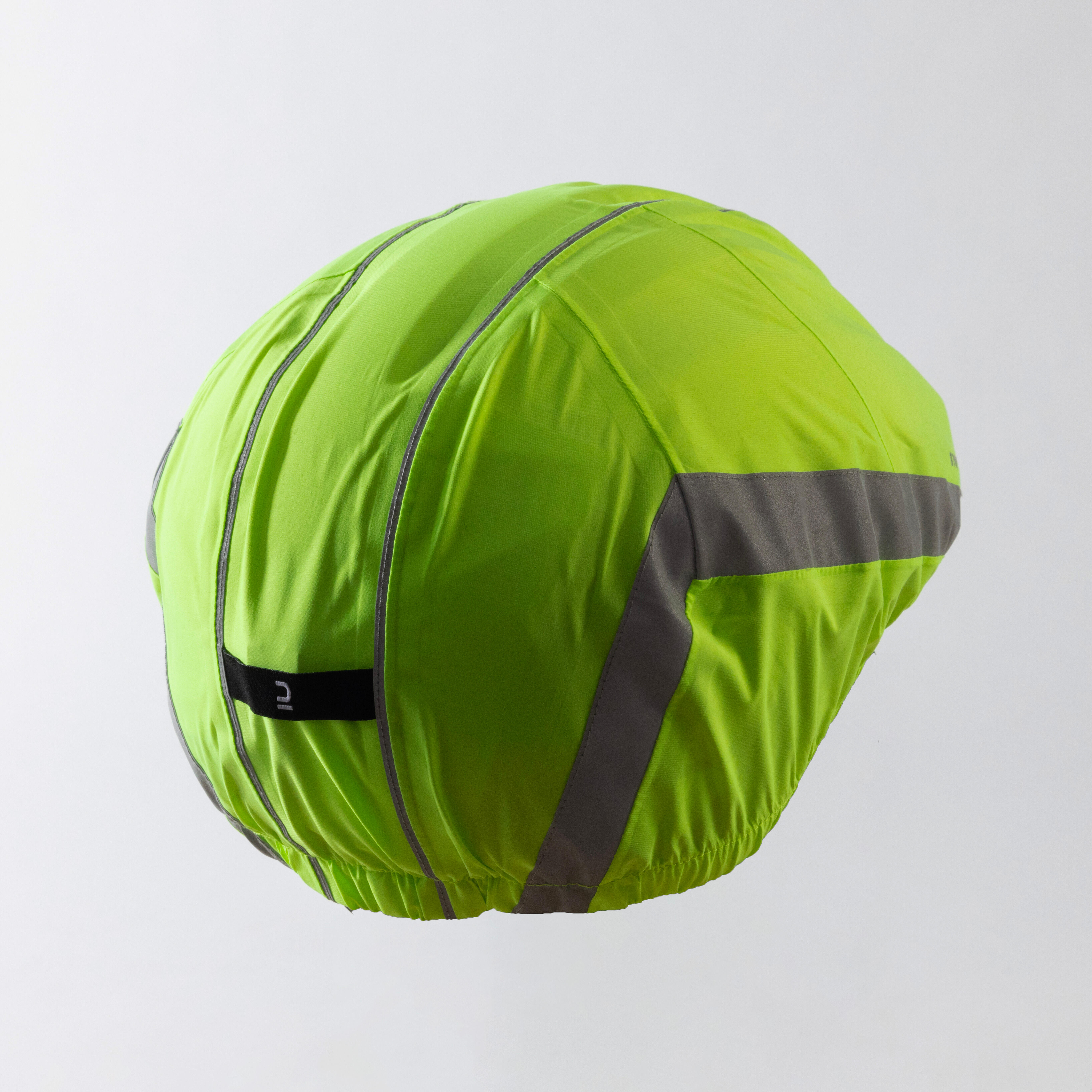 Couvre-casque imperméable avec visibilité jour et nuit – 960 jaune fluo - BTWIN