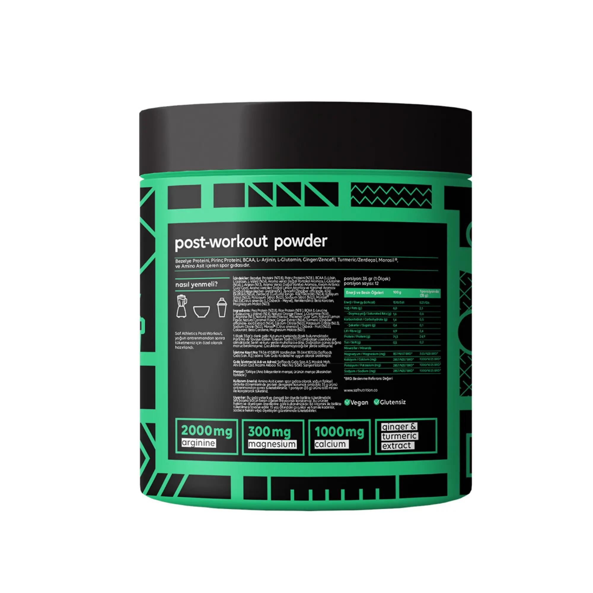 Saf Athletics Post-Workout Bitkisel Protein Tozu 420 Gr 2/2
