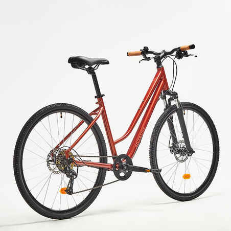 Low Step-Through Hybrid Bike Riverside 500 - Brick Red