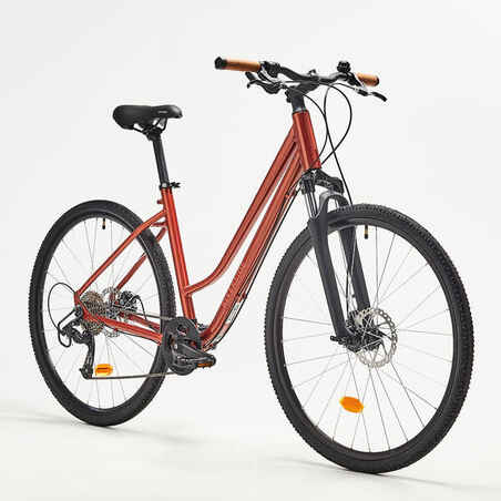 Υβριδικό ποδήλατο με χαμηλό οριζόντιο σωλήνα Riverside 500 - Κεραμιδί