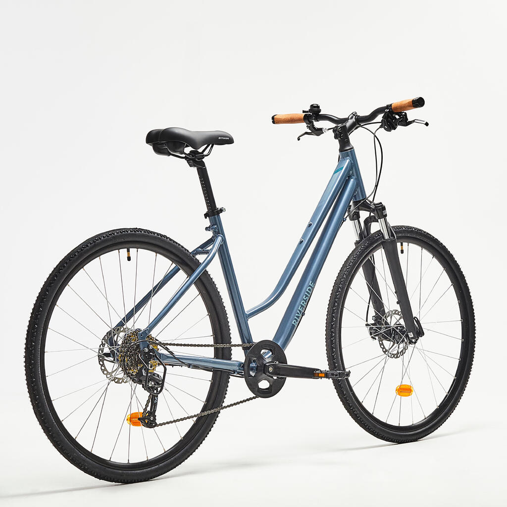 Trekingový bicykel 500 nízky rám modrý