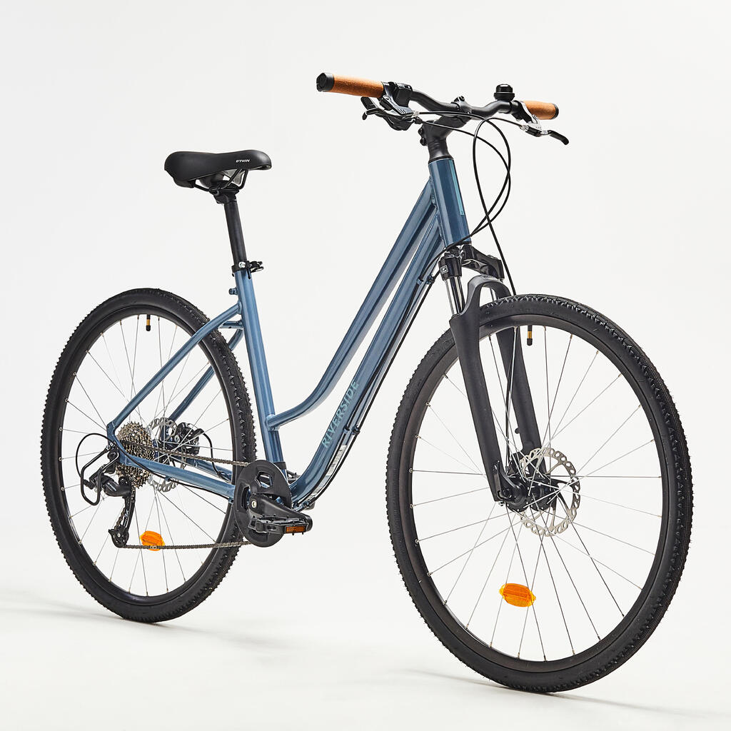 Trekingový bicykel 500 nízky rám modrý