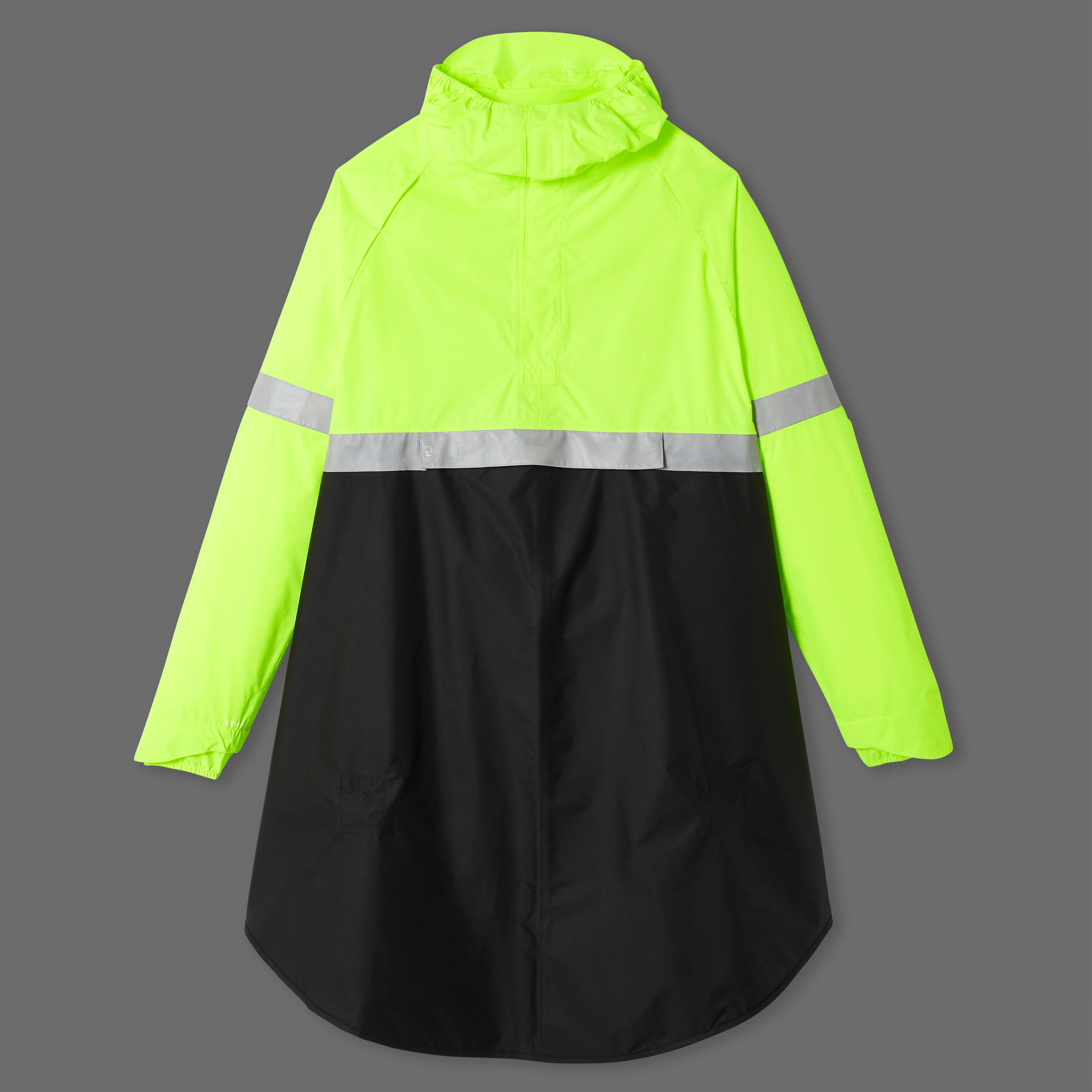 Daytime/Night-time Visibility Rain Poncho 560 - Black/Neon Yellow 12/14