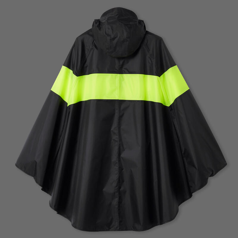 Poncho ploaie vizibilitate zi/ noapte Ciclism în Oraş 120 Negru/Galben fluo