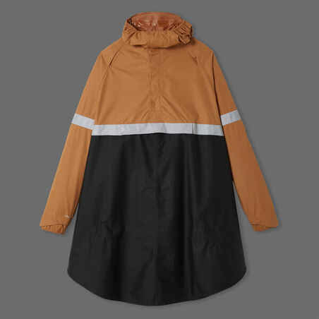 Night Visibility City Bike Rain Poncho 540 - Black/Camel