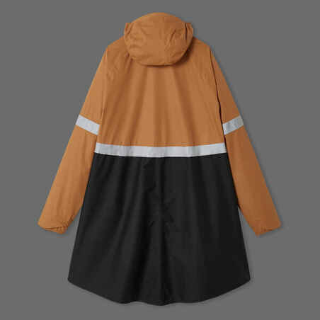 Night Visibility City Bike Rain Poncho 540 - Black/Camel