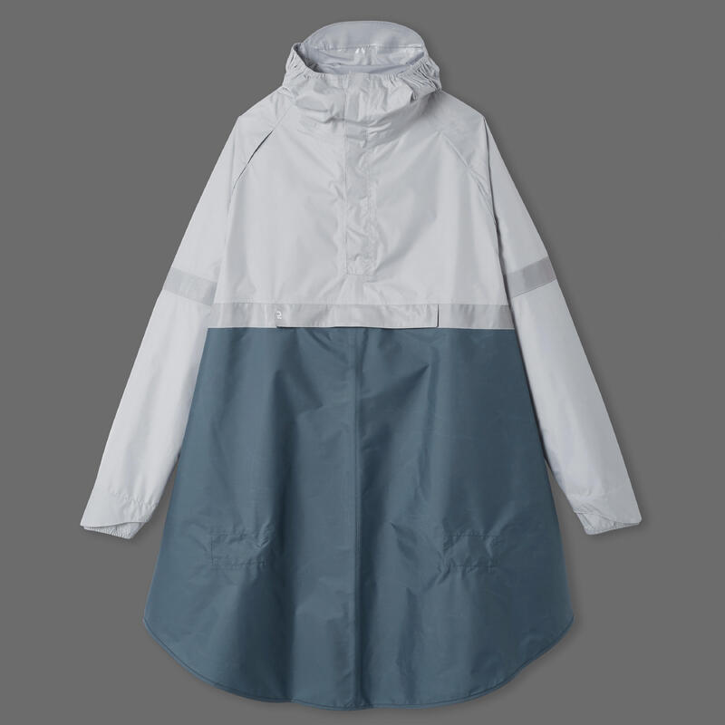 PONCHO PLUIE VISIBILITE NUIT VELO VILLE 540 BLEU GRIS