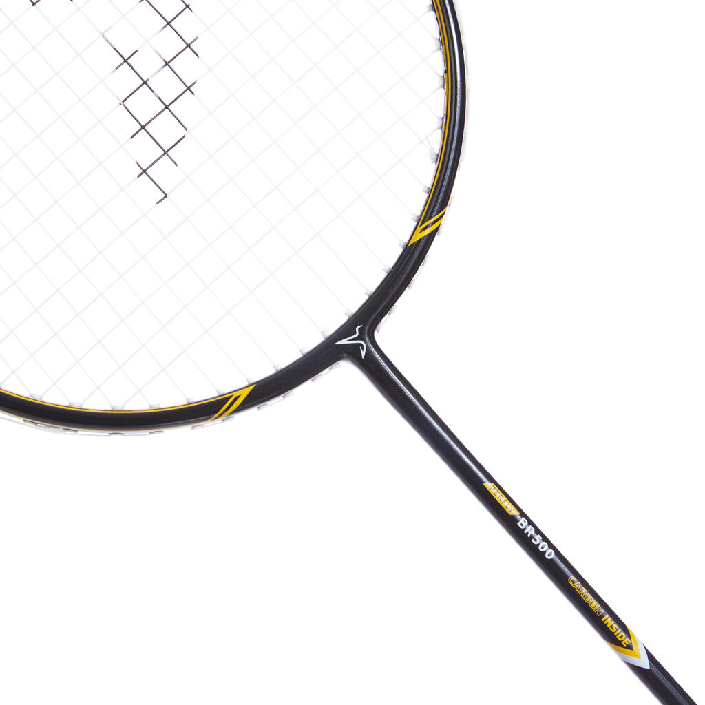 ADULT BADMINTON RACKET BR 500 BLACK YELLOW