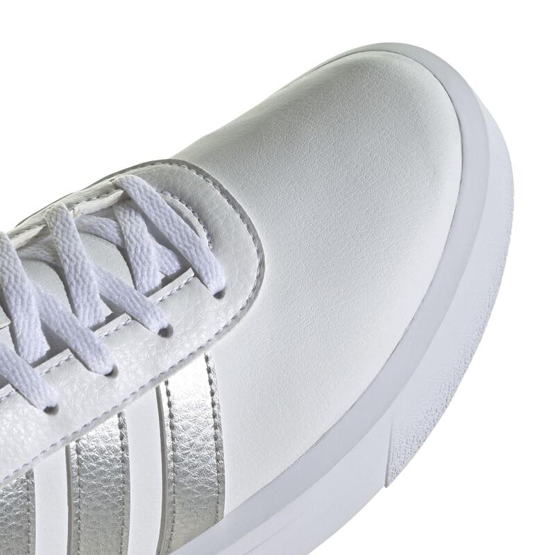 CHAUSSURE ADIDAS FEMME COURT PLATEFORM BLANCHE ARGENT