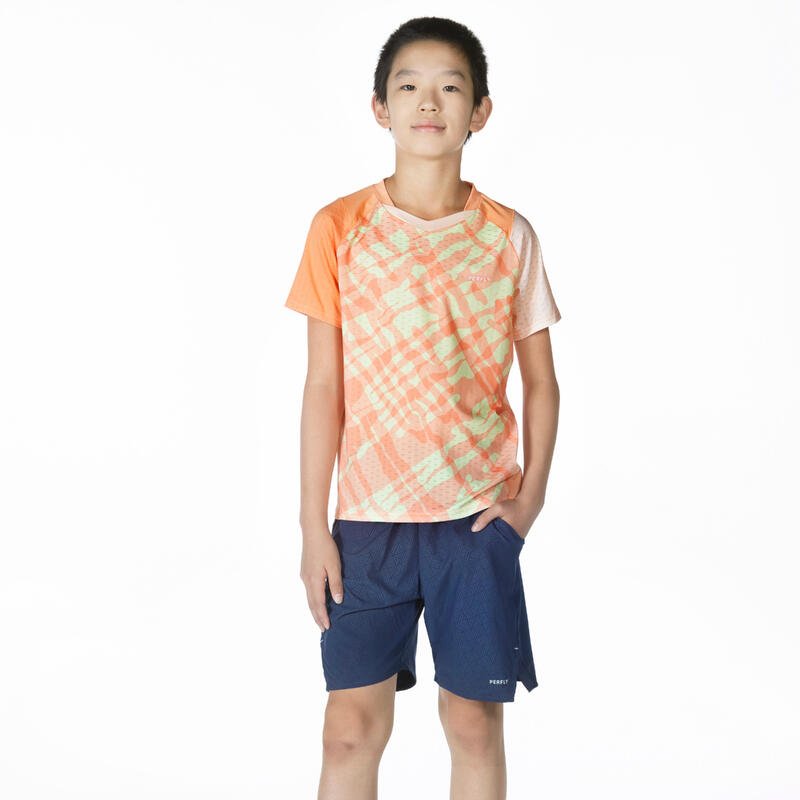 兒童款羽球 T 恤 LITE560－杏桃黃色