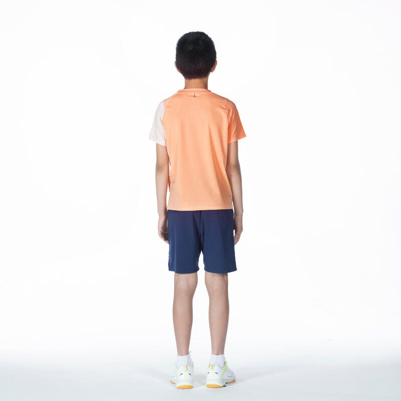 兒童款羽球 T 恤 LITE560－杏桃黃色
