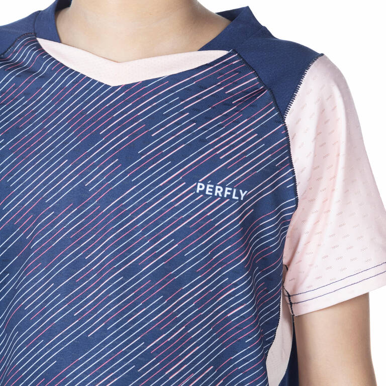 BADMINTON JUNIOR T SHIRT LITE 560 NAVY PINK