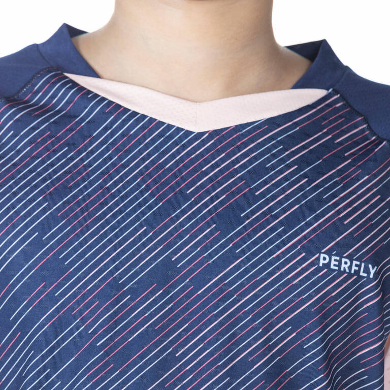 T-SHIRT BADMINTON JUNIOR LITE 560 NAVY PINK