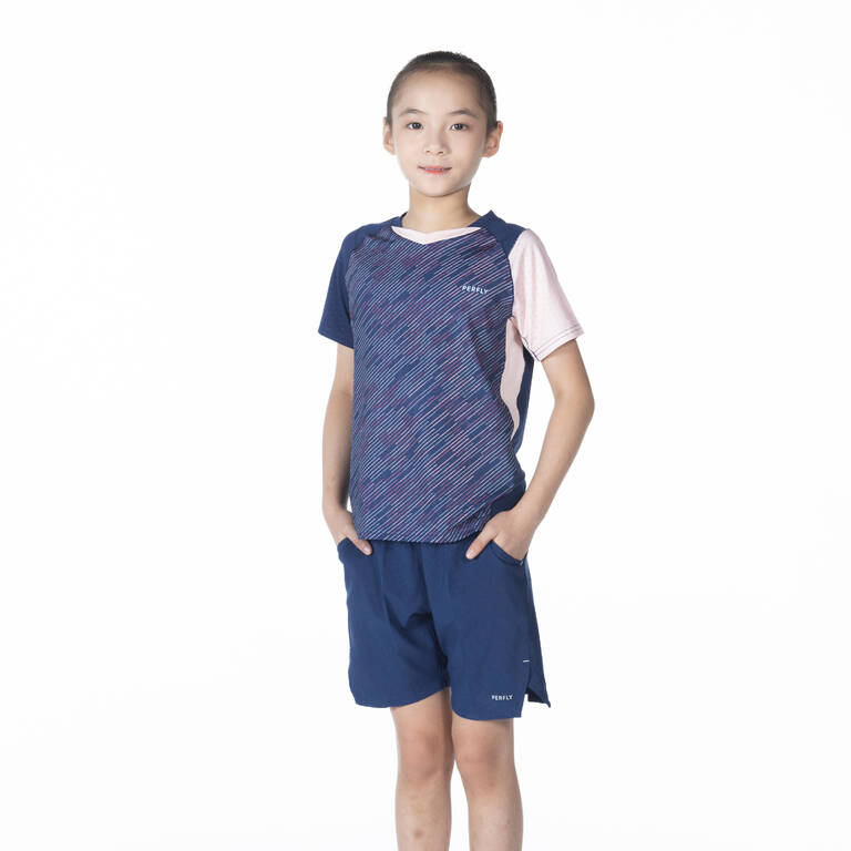 BADMINTON JUNIOR T SHIRT LITE 560 NAVY PINK