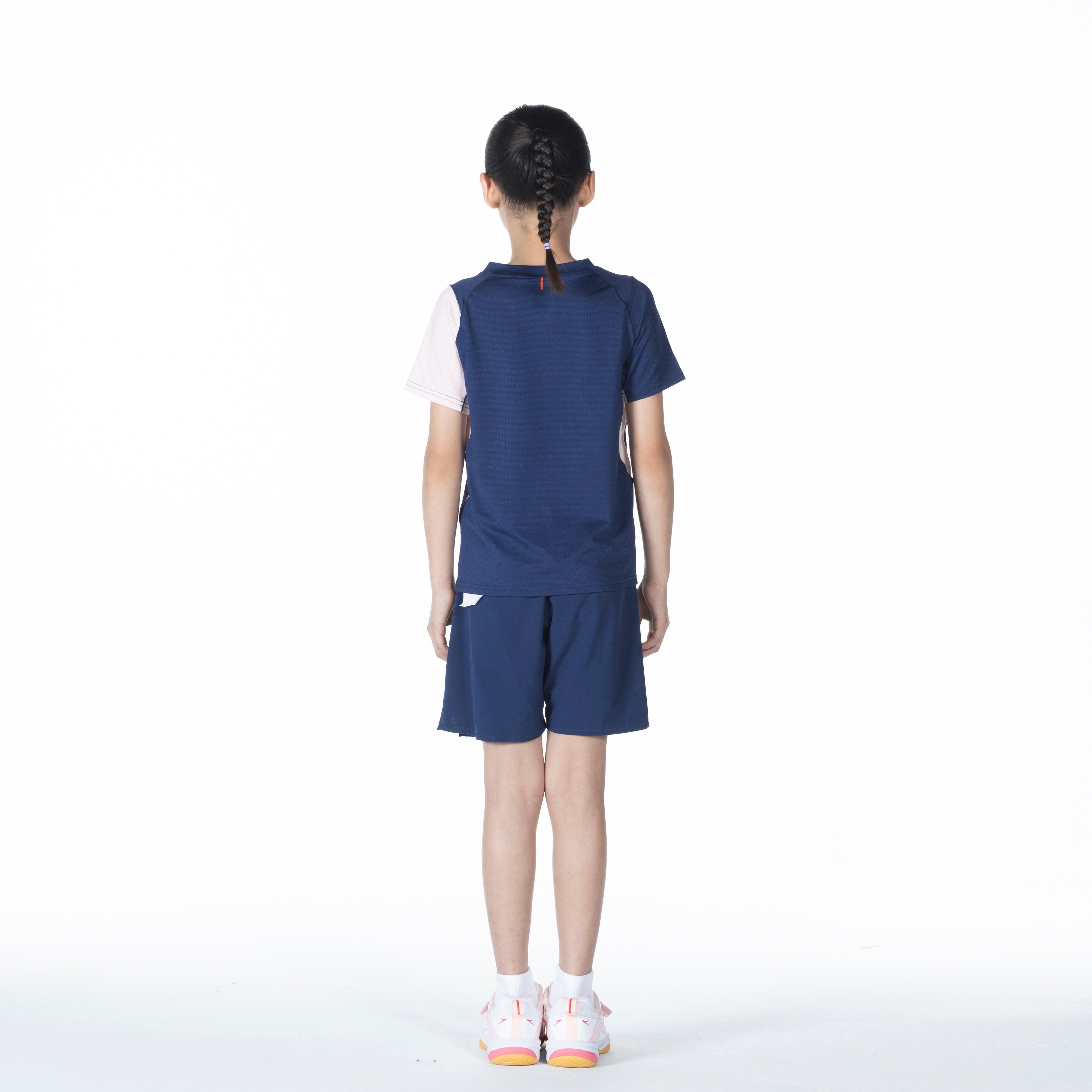 Kids Badminton T Shirt Lite 560 Navy Pink
