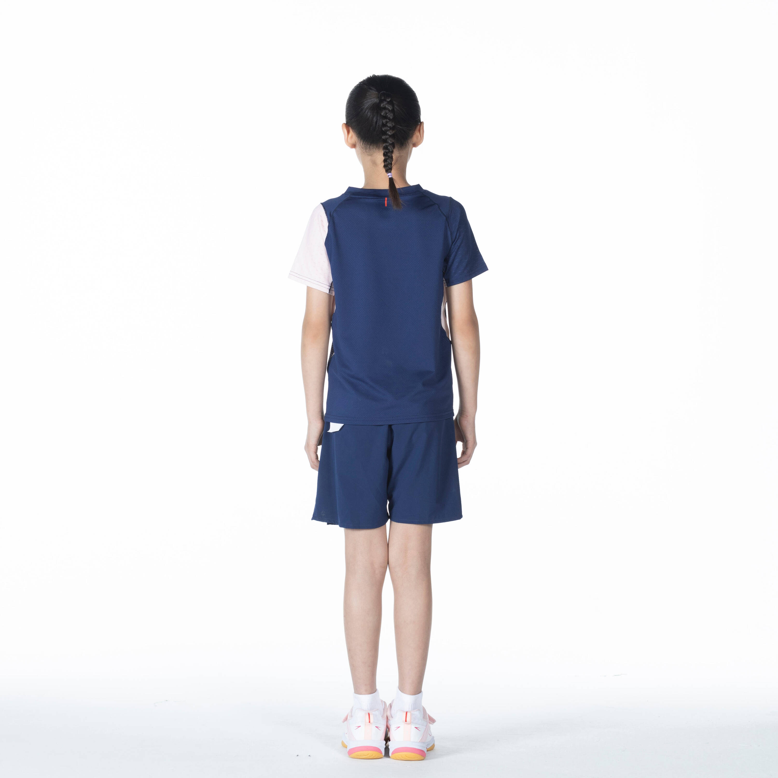 Kids Badminton T Shirt Lite 560 Navy Pink -  5