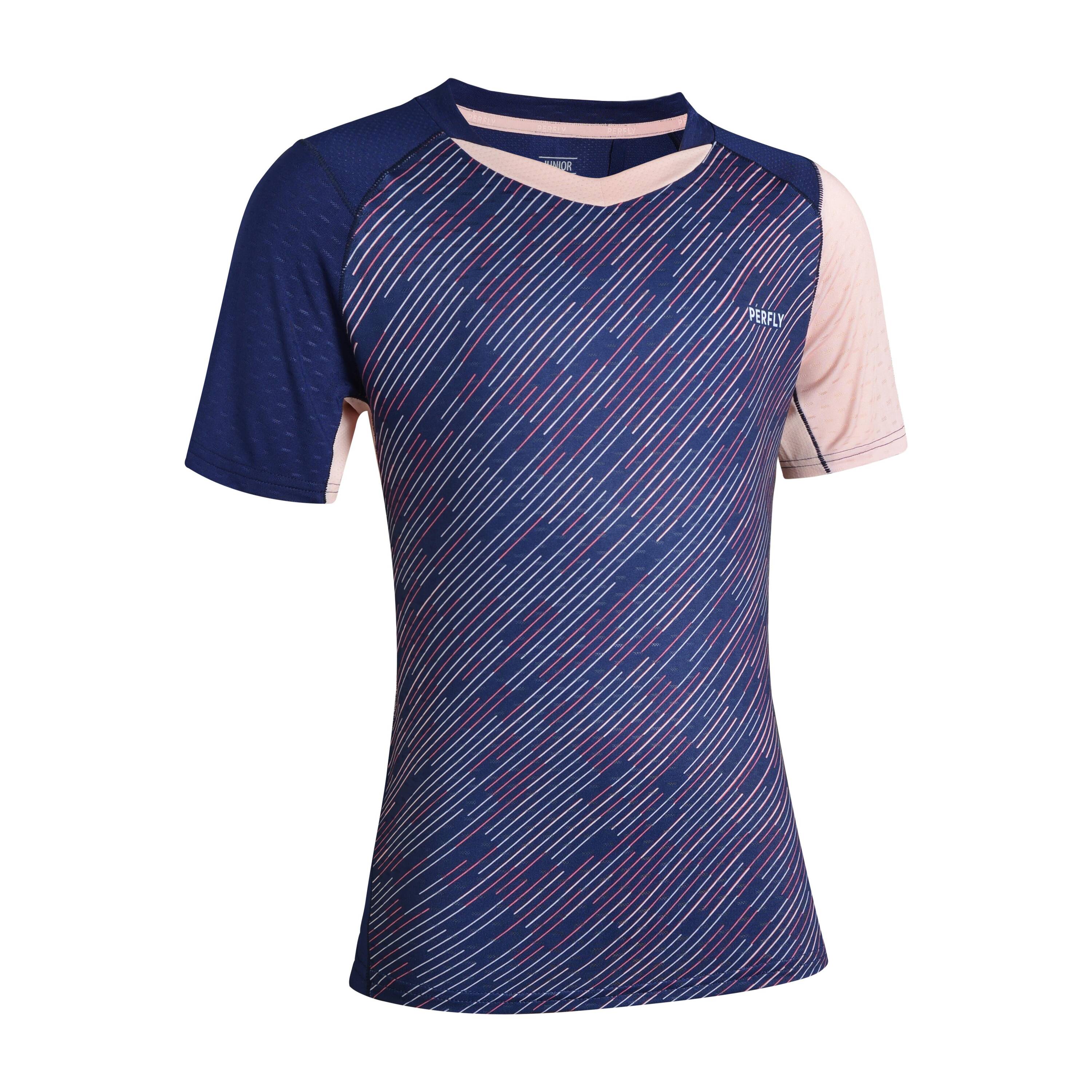 Kids Badminton T Shirt Lite 560 Navy Pink -  2