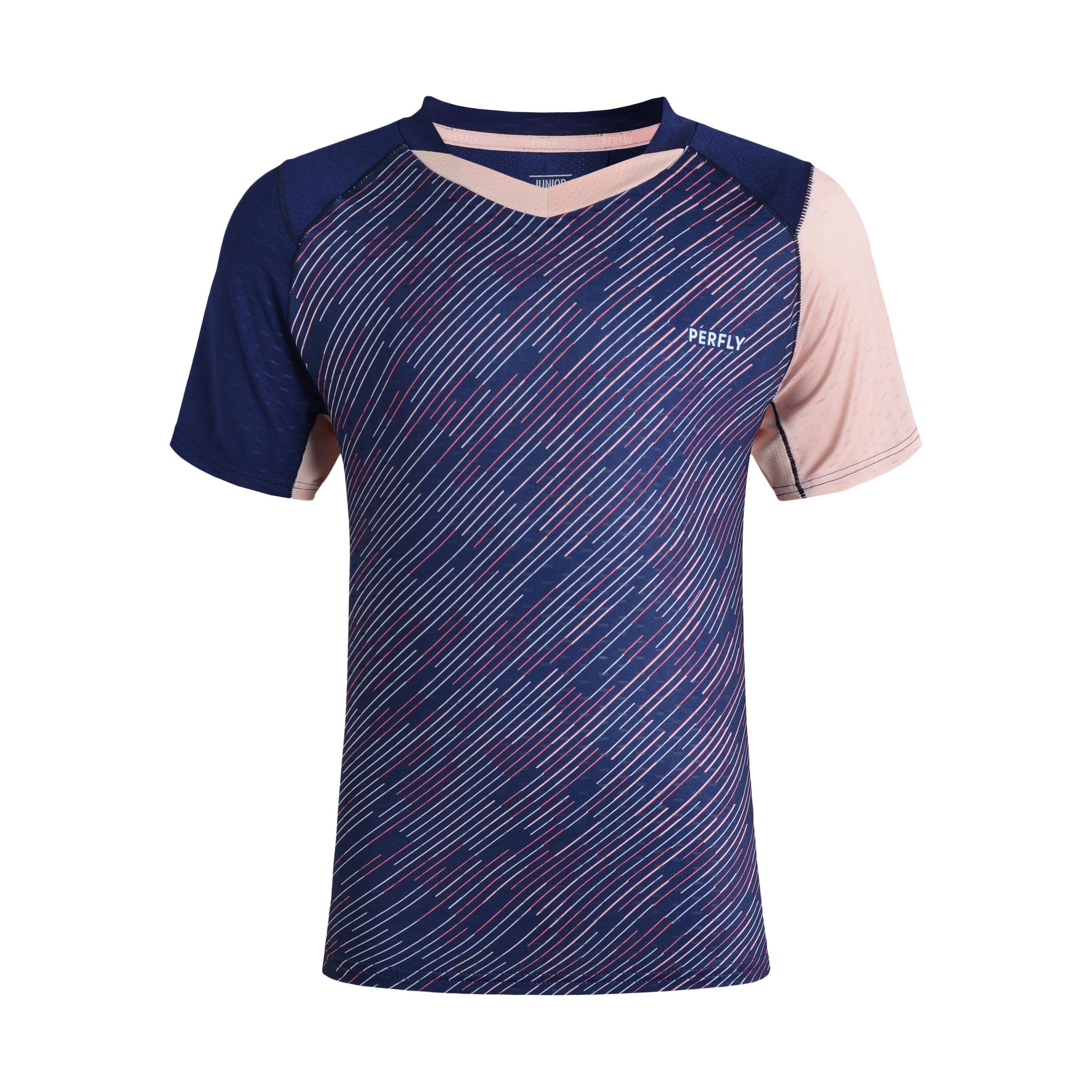 Kids Badminton T Shirt Lite 560 Navy Pink -  1