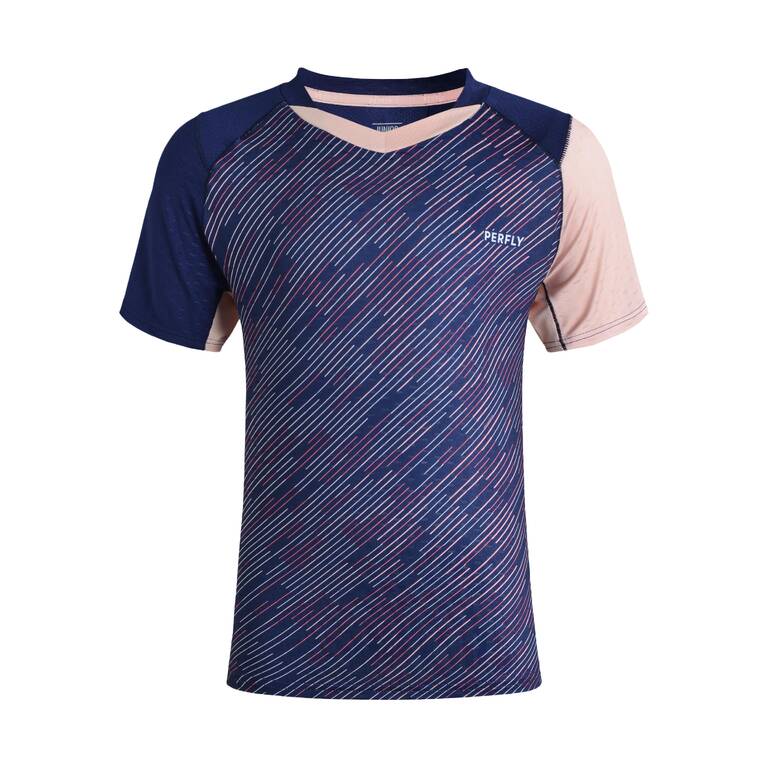 Kids Badminton T Shirt Lite 560 Navy Pink