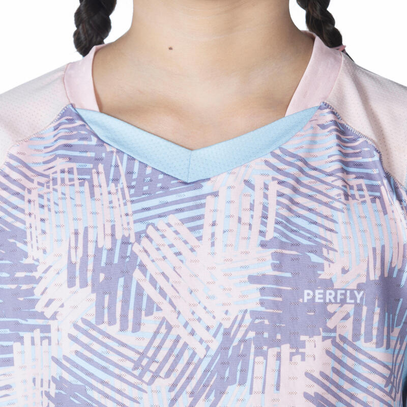 兒童款羽球 T 恤 LITE 560－粉紅色 CAROLINA 款