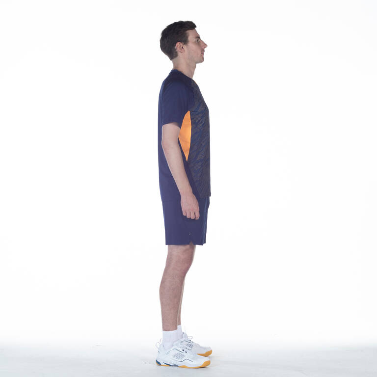 T-SHIRT BADMINTON PRIA LITE 560 NAVY ORANGE