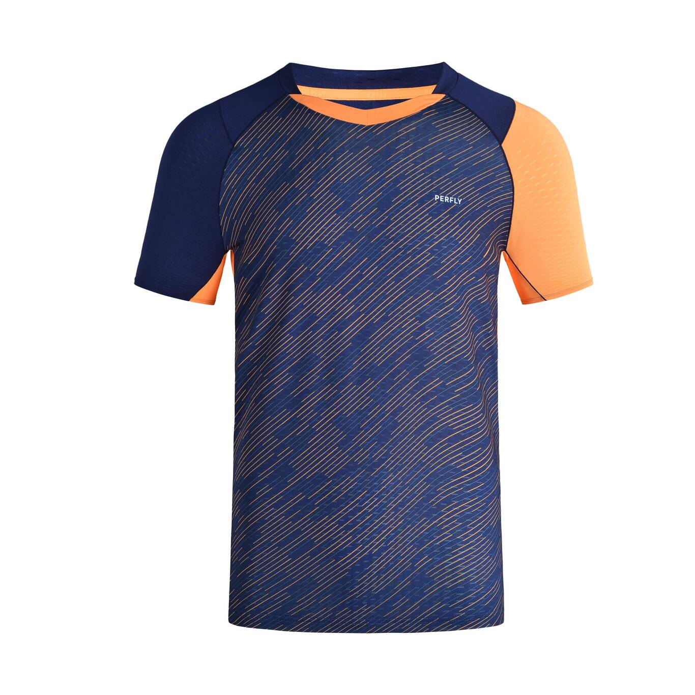 T-SHIRT BADMINTON PRIA LITE 560 NAVY ORANGE