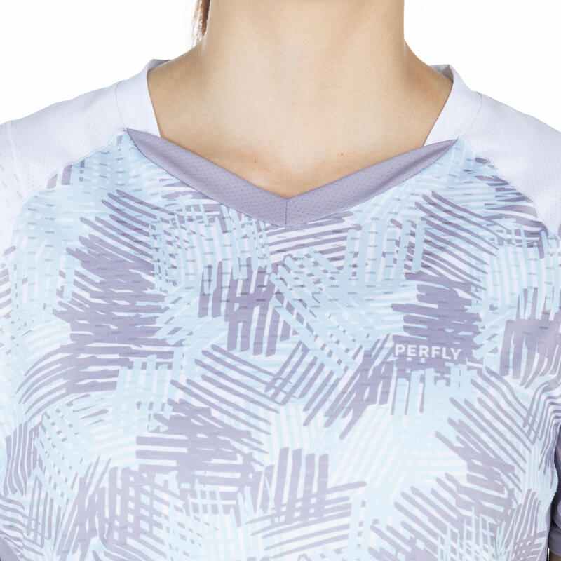 女款輕量羽球 T 恤 560 紫灰色