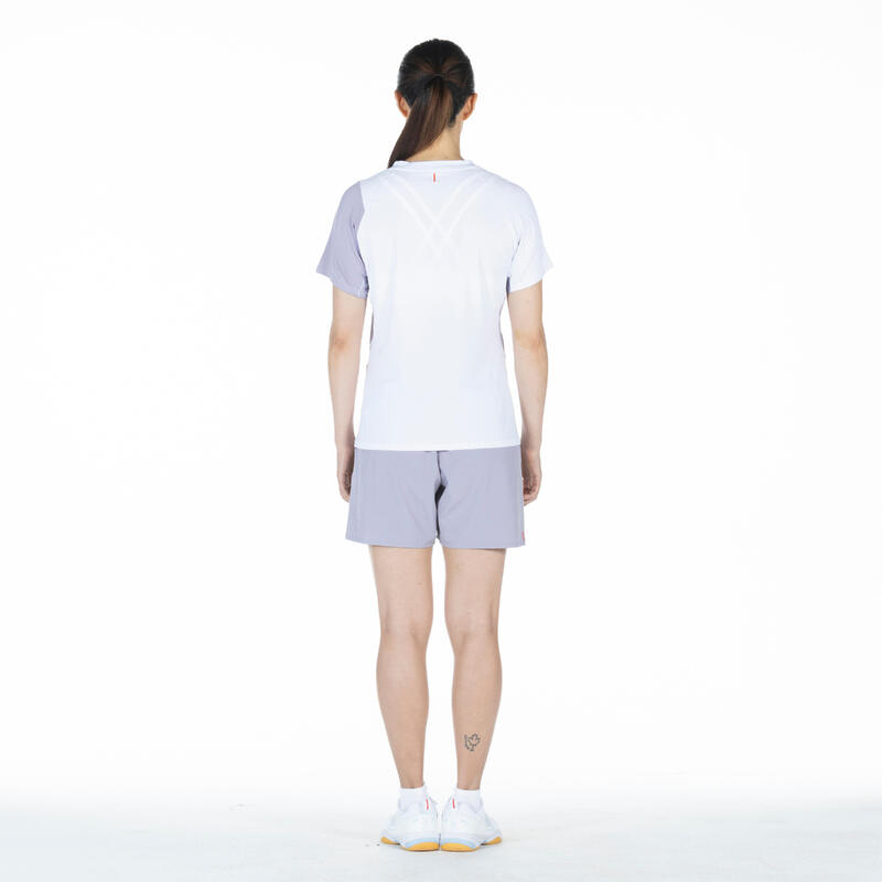 WOMEN BADMINTON T SHIRT LITE 560 PURPLE GREY