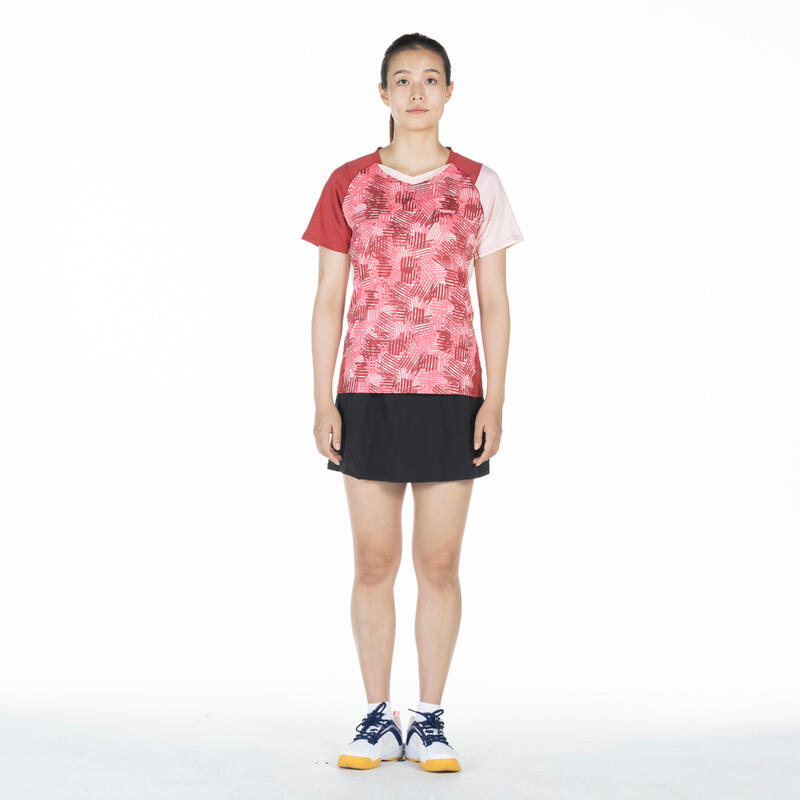 女款羽球 T 恤 LITE560－玫瑰木紅色