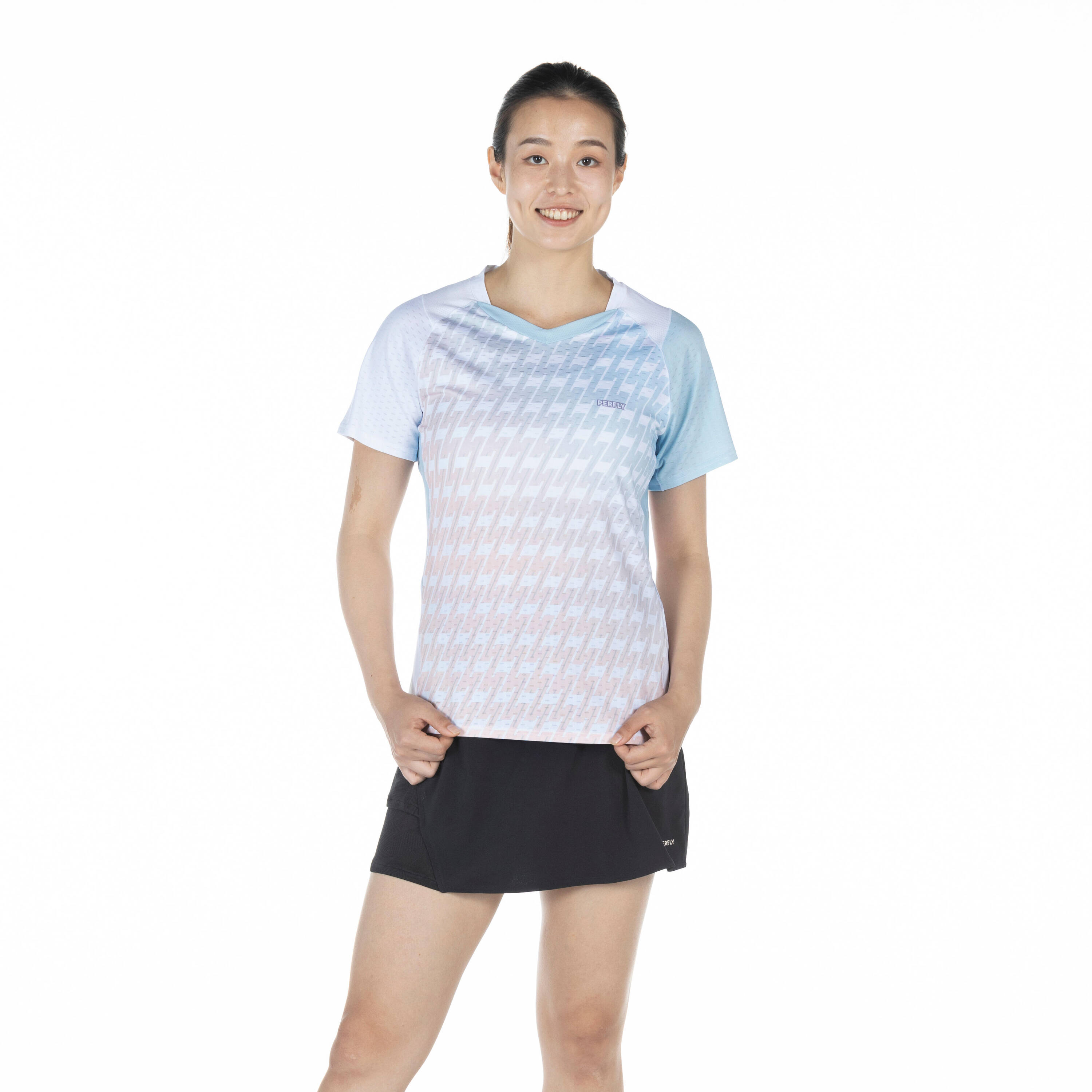 WOMEN BADMINTON T SHIRT LITE 560 WHITE -  1