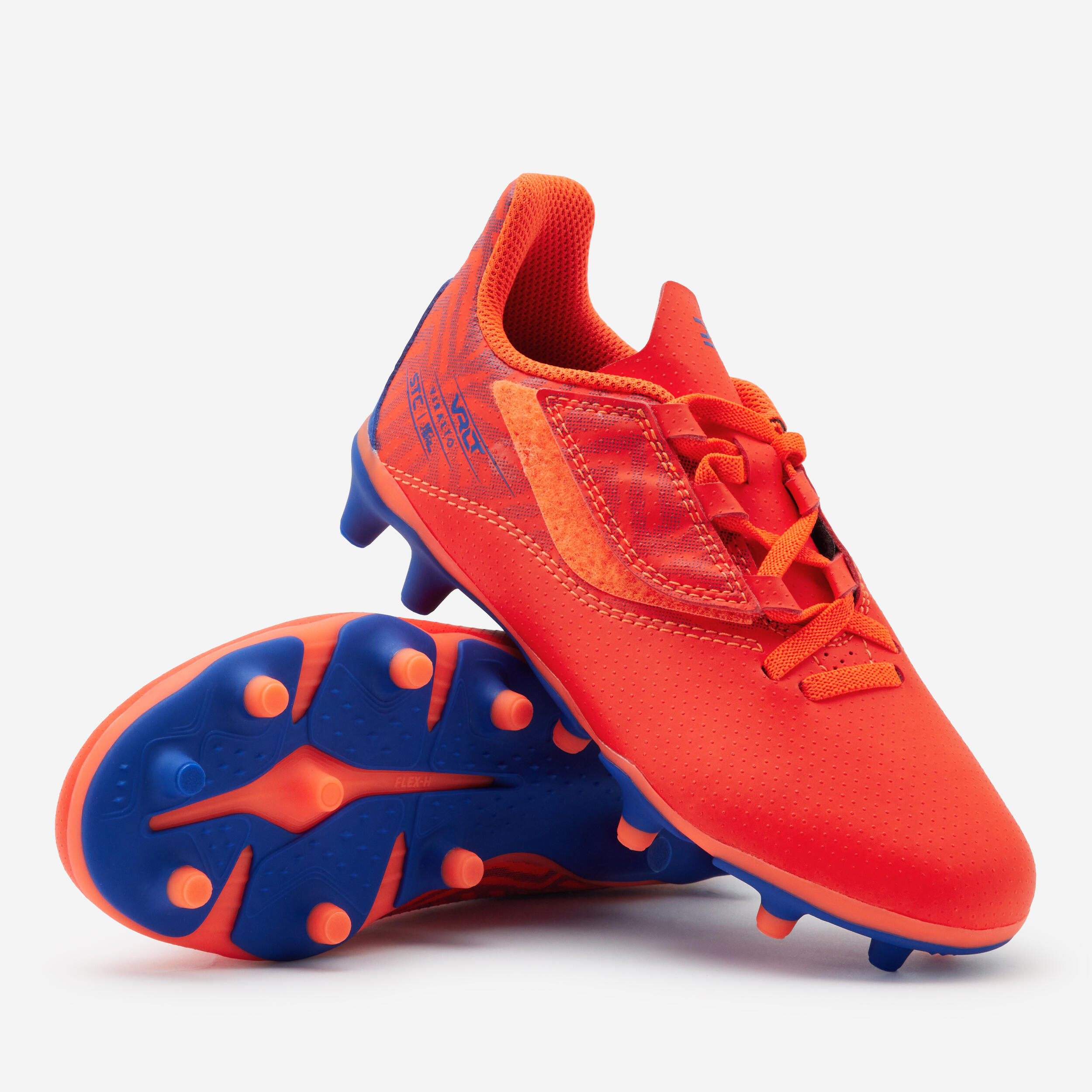 Kids' Rip-Tab Football Boots Viralto I Easy FG - Orange/Blue 8/11