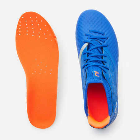 Vaikiški suvarstomi futbolo bateliai „Viralto III MG/AG“, mėlyni, oranžiniai