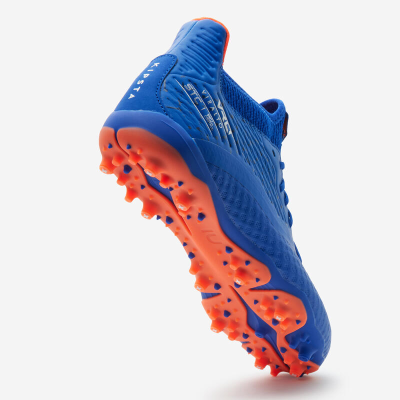 CHAUSSURES DE FOOTBALL ENFANT A LACETS VIRALTO III MG/AG BLEU ET ORANGE