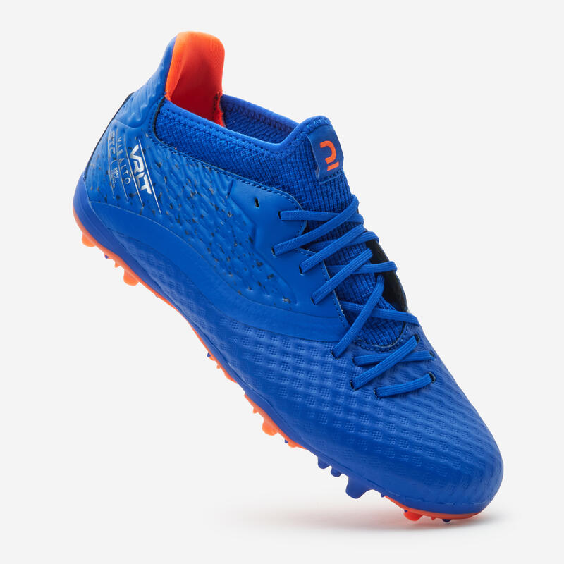 兒童款綁帶足球鞋Viralto III MG/AG-藍色/橘色
